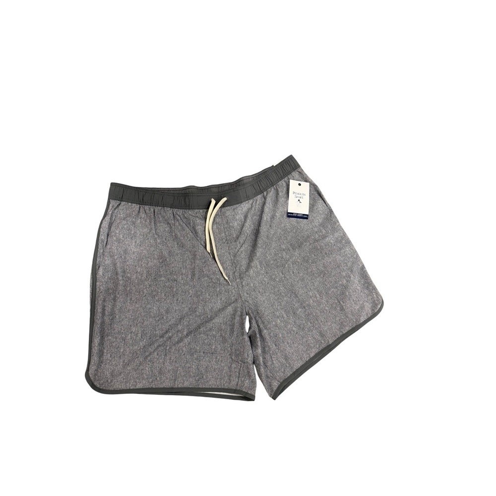 Original Penguin Sport Mens XXL Gray Heathered Athletic Shorts Zipper Pocket New
